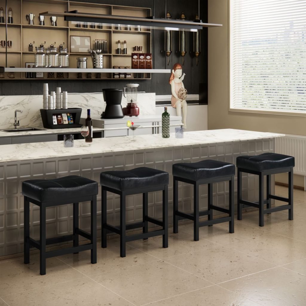 Leather Saddle Bar Stools Counter Height 24 Inch