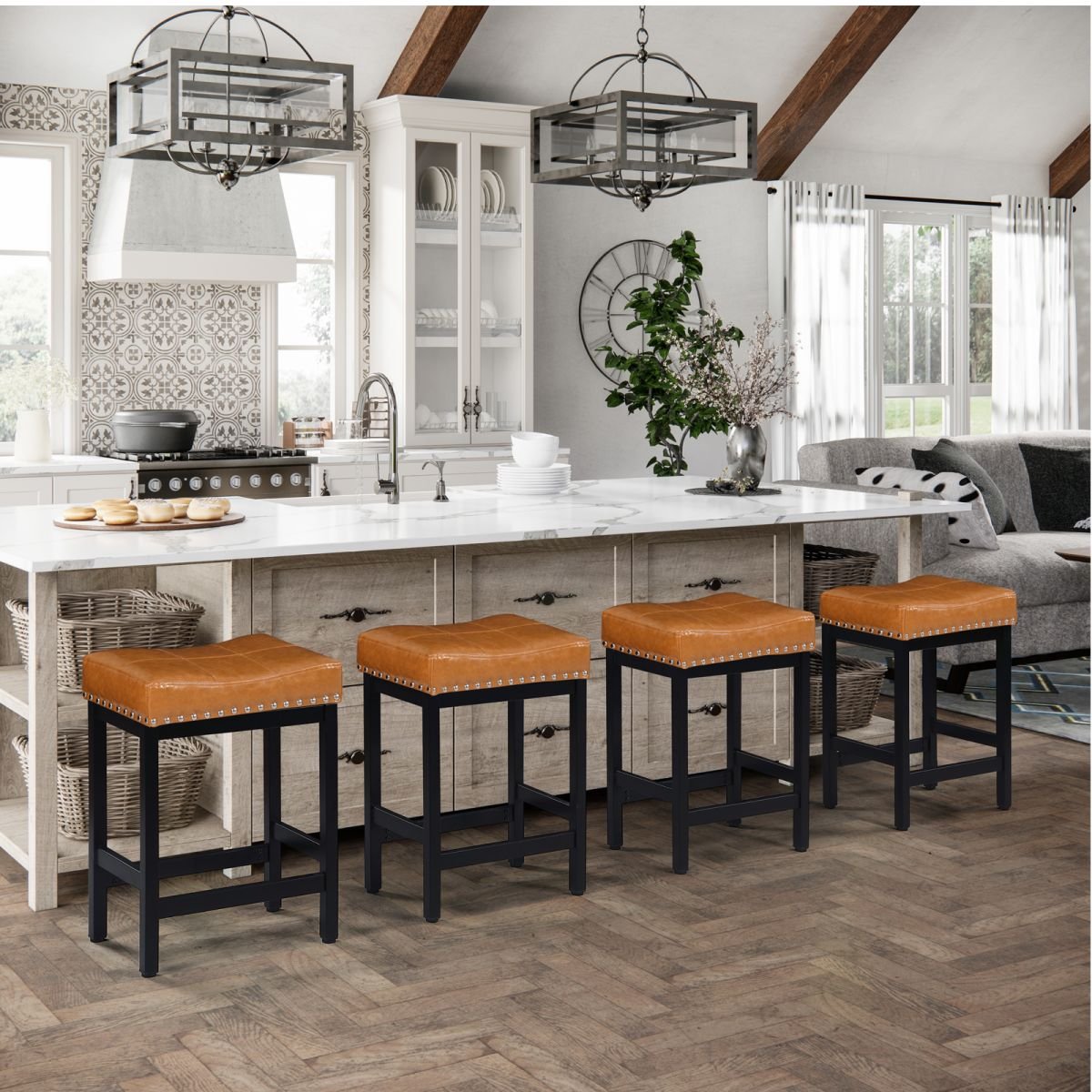 oulluo Counter Height Backless Bar Stools for Kitchen Island