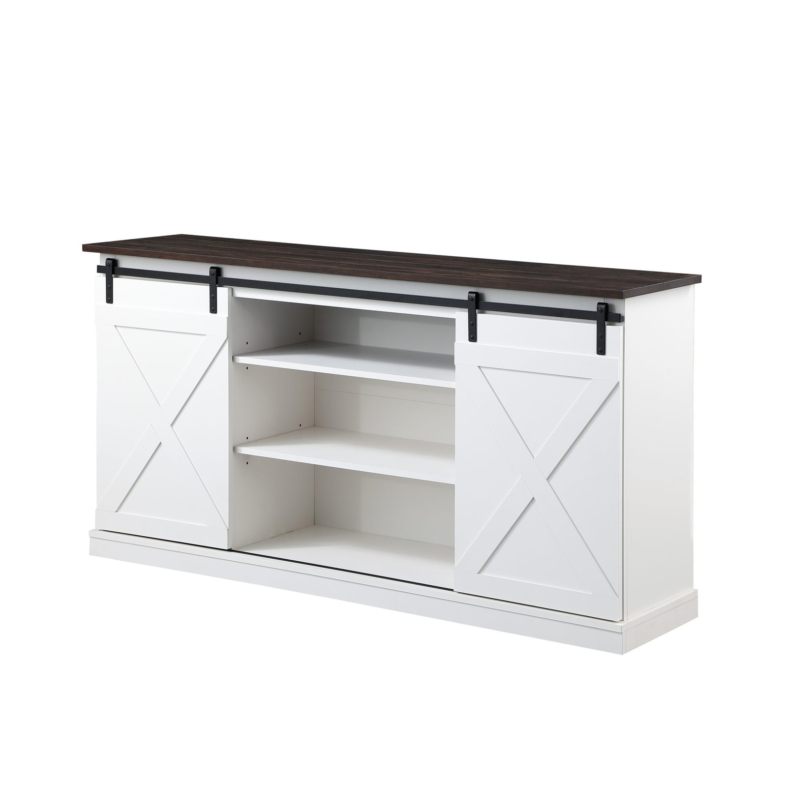 oulluo Farmhouse Wood TV Stand Media Console