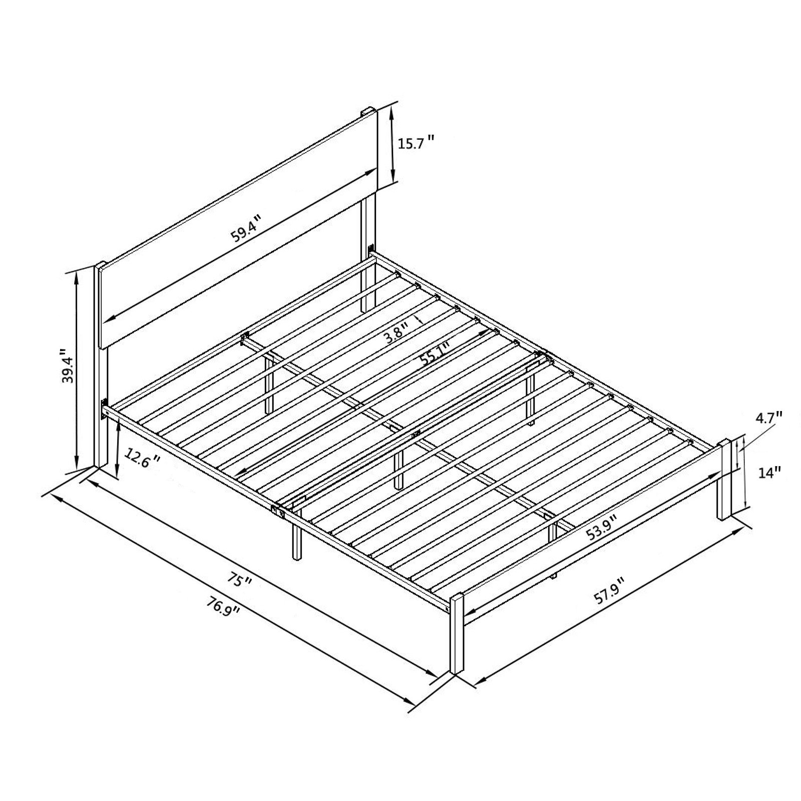 oulluo Mid Century Modern Bed Frame Full Size