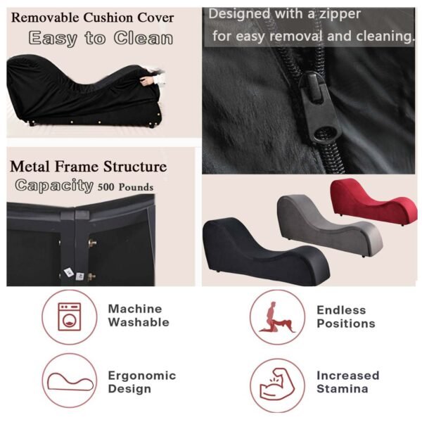 Premium Tantra Chairs for Yoga Sex Posture – Heavy Duty Chaise Lounge Chair for Adult Couples & Sex Furniture 8 Yoga Chaise lounger